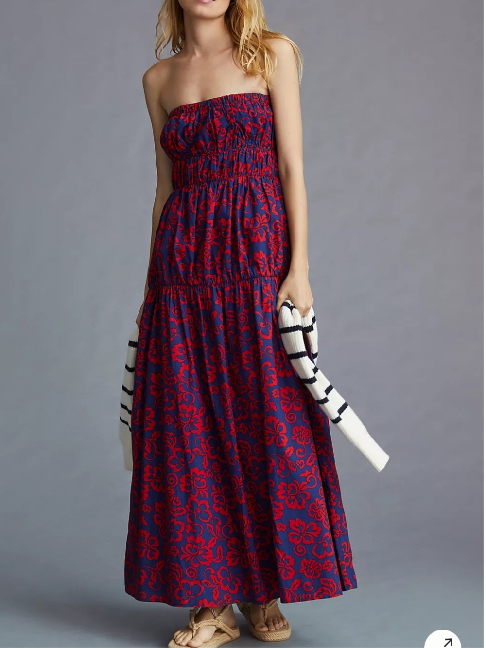 Anthropologie Sundry Aloha Floral Strapless Midi Dress NWT Size Large